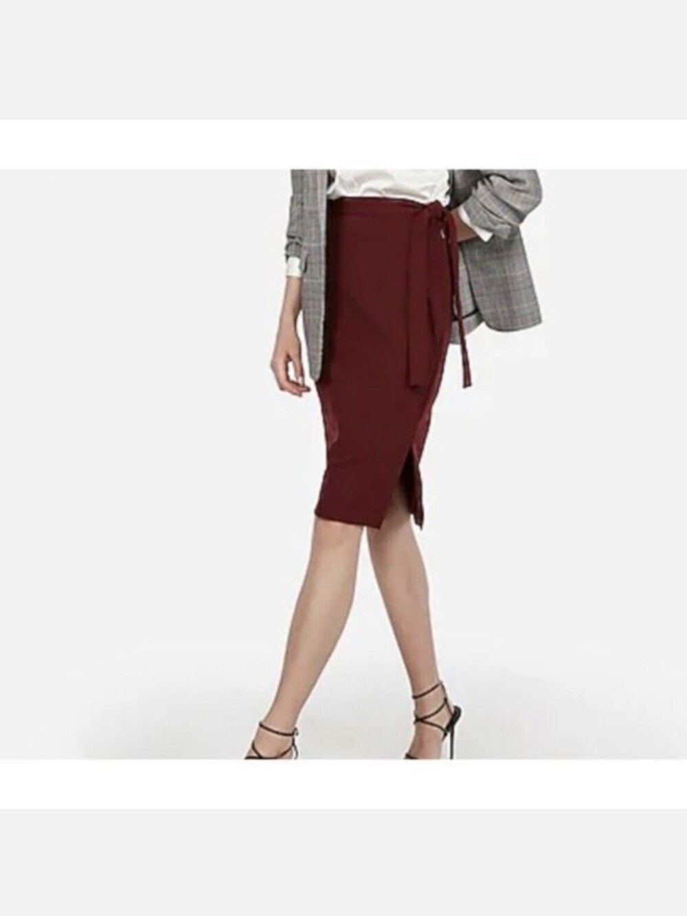 Express Wine Red Pencil Skirt